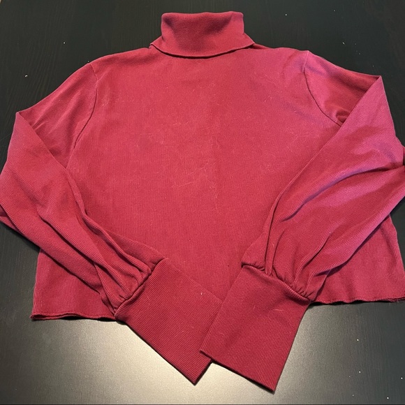 Red Maroon Forever 21 Ribbed Long Sleeve Turtleneck Crop Top, Size 1X - Picture 2 of 7